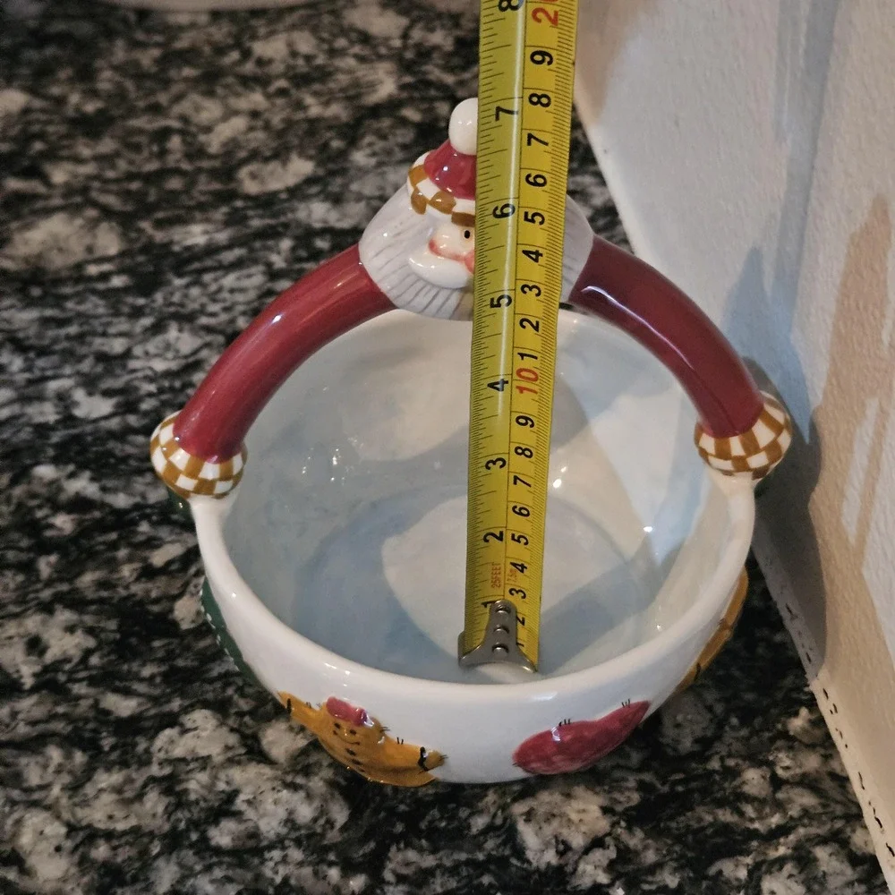 ceramic Santa Claus candy bowl holiday serving‎ dish Palm Tree Co.